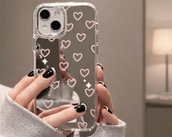 Funda para teléfono con espejo en forma de corazón, cubierta suave a prueba de golpes, iPhone 17-11 Pro Max XR XS
