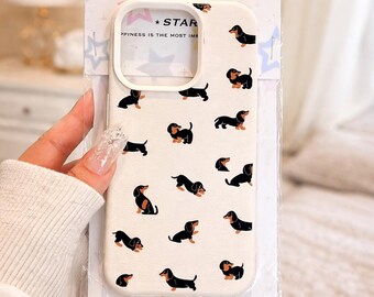 Dachshund iPhone Case, Cartoon Animal Matte Phone Cover, Shockproof Protection