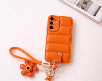 Funda para teléfono con correa de muñeca de girasol – Funda de silicona a prueba de golpes para Samsung Galaxy