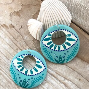 Handpainted Evil Eye Wood Earrings