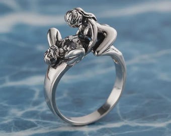 Silver Kama Sutra Ring, Erotic Jewelry, Couple Position Ring, Adult Lovers Ring, Nude Figure Jewelry, Unique Gift for Partner