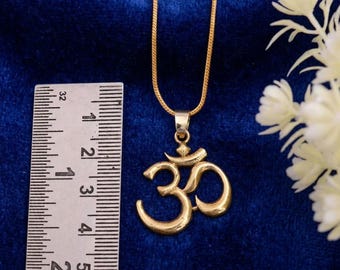 18K Gold Filled Waterproof Om Pendant Necklace | Gold Non Tarnish Ohm Necklace | Minimalist Gold God Symbol Pendant Necklace