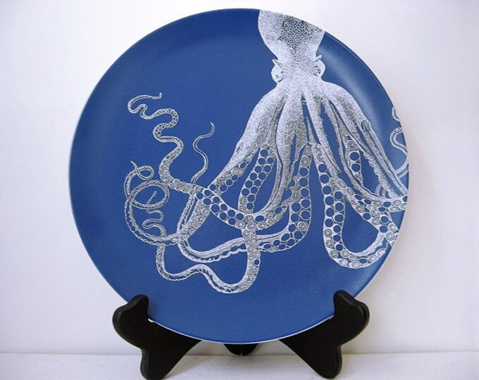 Octopus Melamine Plate Dinnerware Ocean Gift Under 20 Etsy