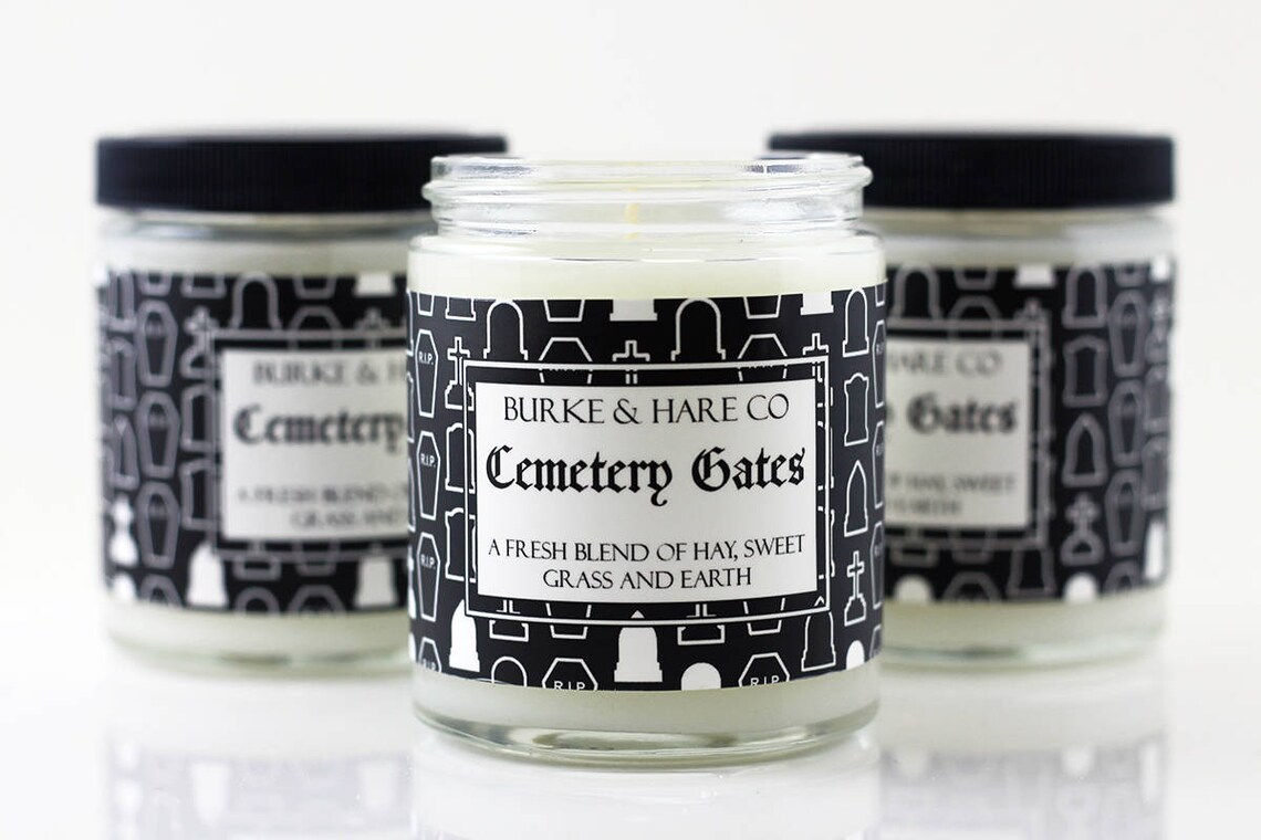 Halloween Candle Cemetery Gates Scented Candle Goth Candle Etsy