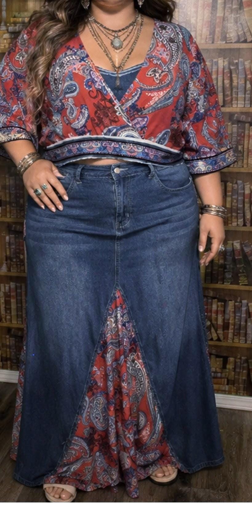 knee length dresses for ladies Plus Size Austin Destroyed Denim Jacket -Medium Wash 3X / Medium Wash at Curvy Sense