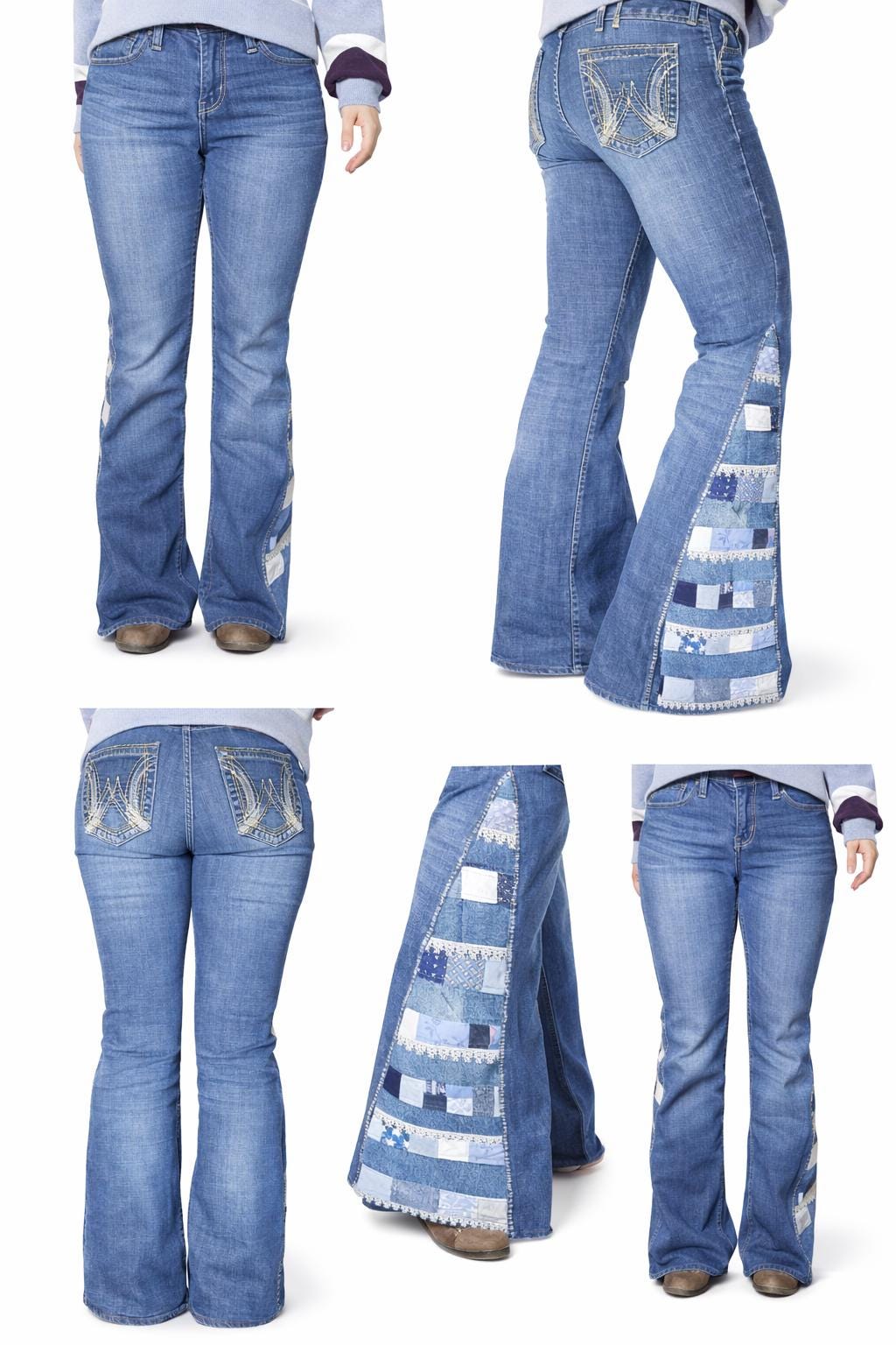 Flared White Jeans - Etsy