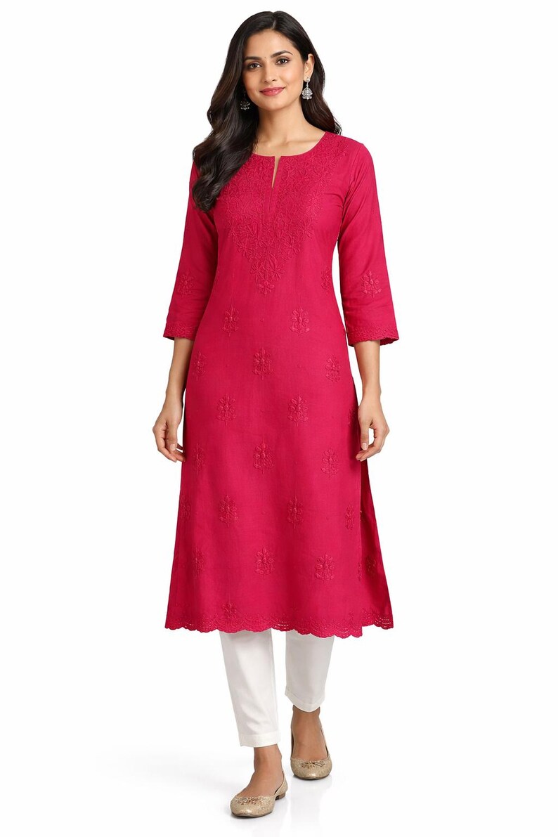 Floral Embroidery Tunic, indian kurti women, hand embroidered kurti
