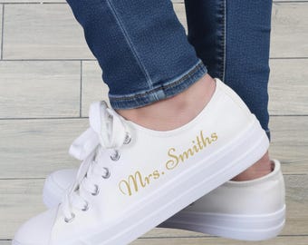 Custom Bride Sneakers – Personalized Wedding Shoes with Name and Date