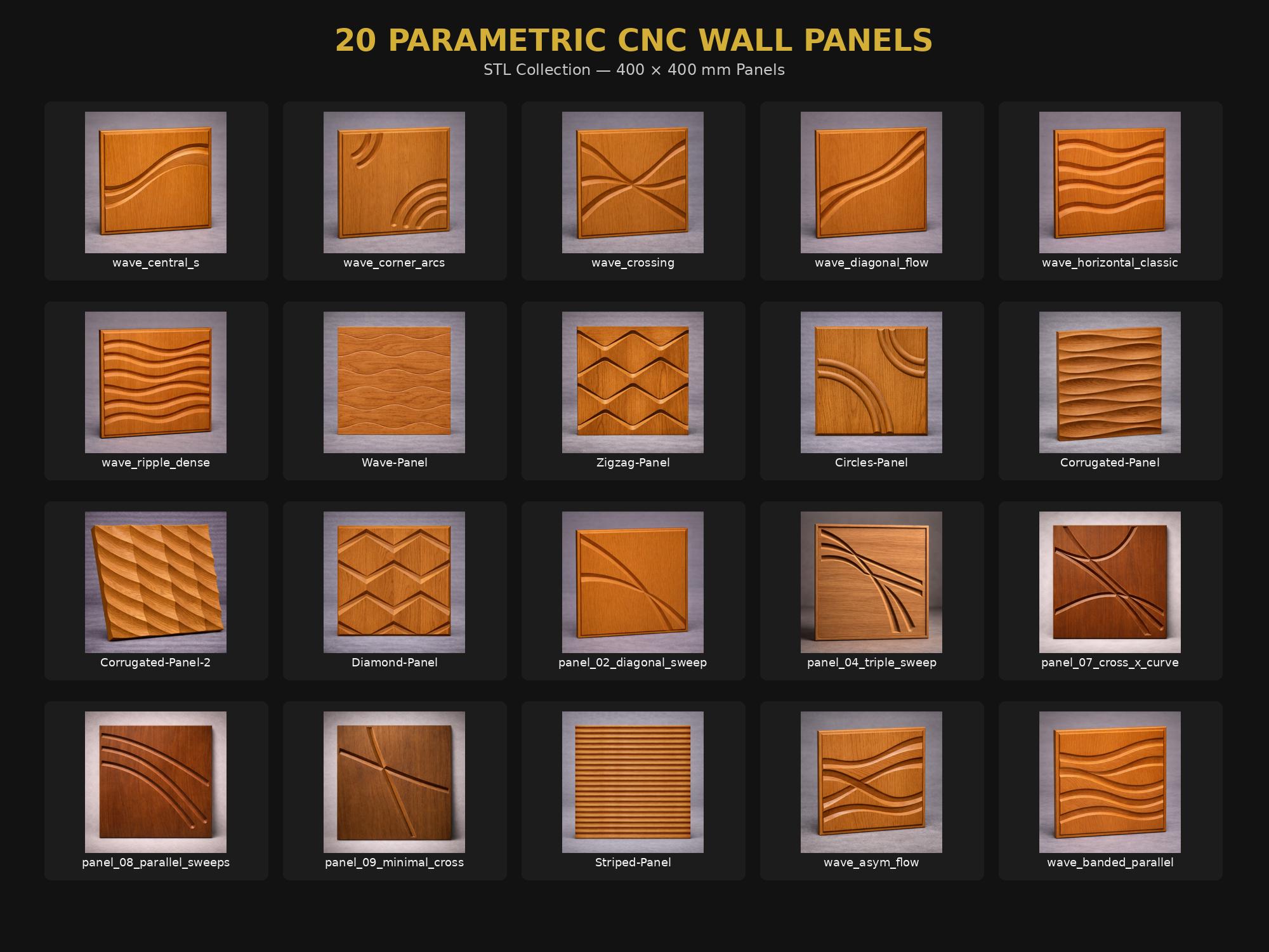 Cnc Pattern Parametric 20 Parametric Wall Panels Stl | Cnc Router 3d Relief Patterns ...