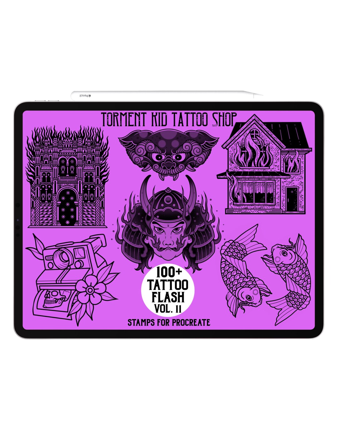 Tattoo Flash Vol. 11 - Procreate Tattoo Stamp Brush Set 100+ Stamps - Etsy