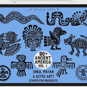 América Antiga Vol. 1 - Conjunto de Pincéis para Tatuagem Procreate com mais de 90 Carimbos
