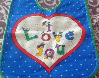 Brights Bib Soft Velvet Lined Unisex I Love You Panel