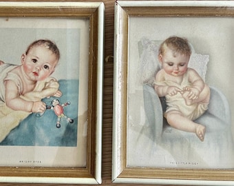 Charlotte Becker Vintage Baby Nursery Prints Set of 2 (6.5” x 9”)