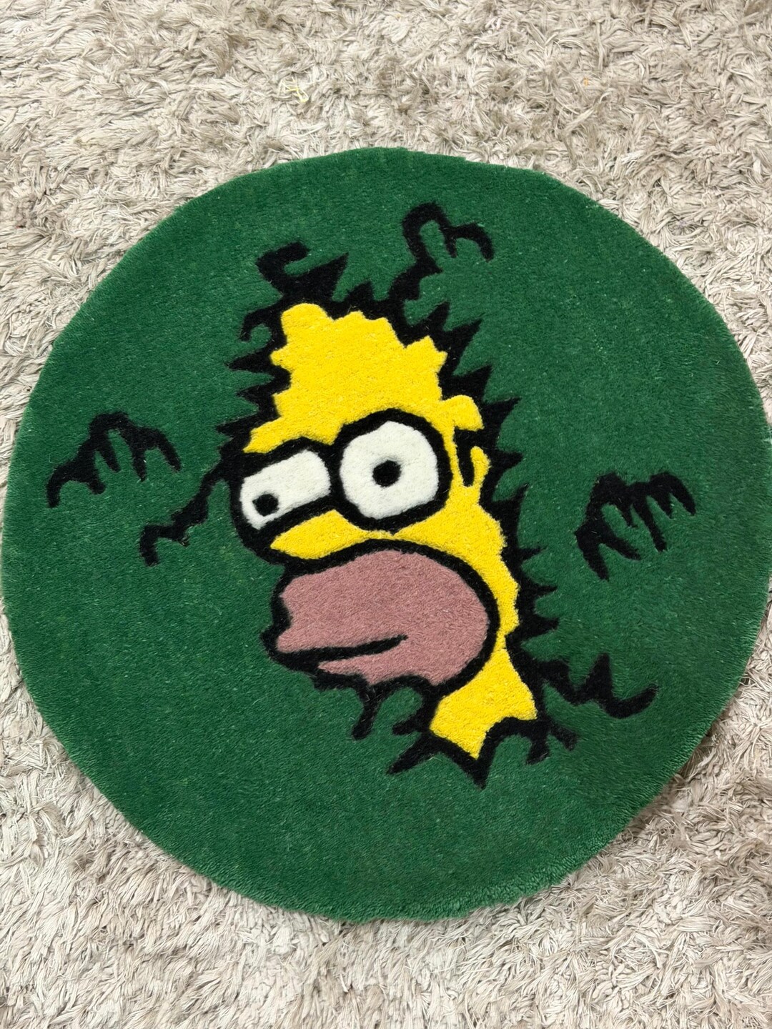 Red Rug Meme Homer Inspired Cartoon Round Rug, Pop Culture Meme Carpet, Funny Room ...