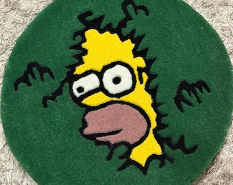 Homer Inspired Cartoon Round Rug, Pop Culture Meme Carpet, Funny Room Decor