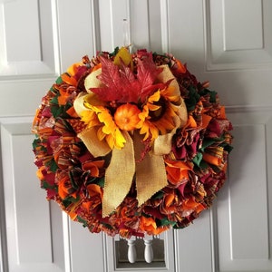 Fall Pumpkin Wreath, Fall Door Wreath, Harvest Wreath, Fall Leaves Wreath, Fall Door Hanger, Thanksgiving Wreath, Autumn Door Hanger