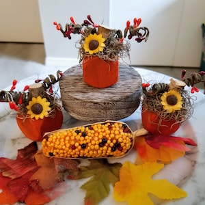 Fall Wood Blocks, Fall Tray Decor, Wood Shelf Sitters, Small Pumpkins, Shelf Sitter Decor, Pumpkin Shelf Sitters, Wood Autumn Decor