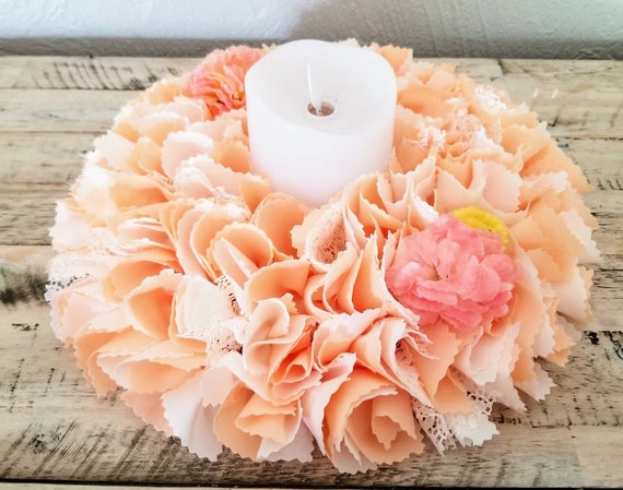 Peach Decor Peach Centerpieces Peach And Cream Coffee Table Etsy