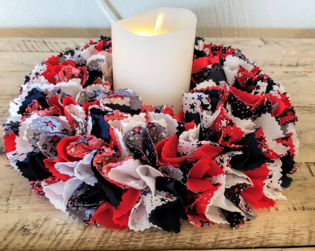 Patriotic Table Decor, Candle Centerpiece, Coffee Table Centerpiece