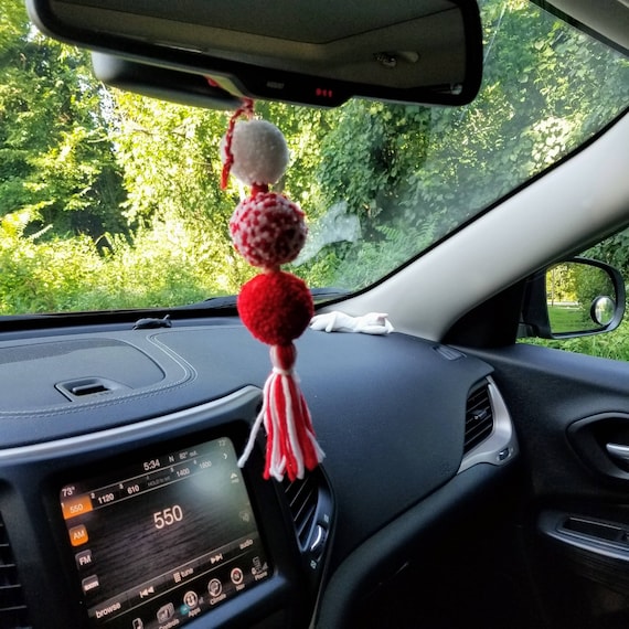 Hanging Car Decor, Rear View Mirror Accessories, Pom Pom Decor, Rear View  Mirror Charm, Car Hanging Accessories, Gift for Teenage Girl 