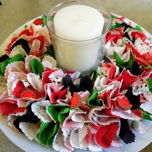 Watermelon Centerpiece, Candle Centerpiece, Table Candle Holder, Candle Wreath, Watermelon Slices, Wreath Centerpiece, Table Wreath