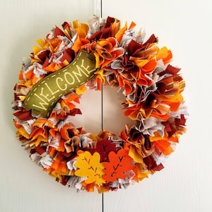 Fall Welcome Sign, Autumn Door Hanger, Harvest Wreath, Fall Farmhouse Wreath, Fabric Door Hanger, Autumn Door Wreath, Fall Door Sign