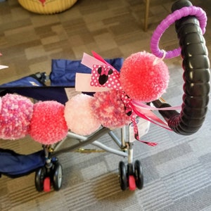 Stroller Garland, Stroller Accessories, Pink Pom Pom Garland, Blue Garland, Stroller Tag, Stroller Banner, Pom Pom Garland, Stroller Decor bild 5
