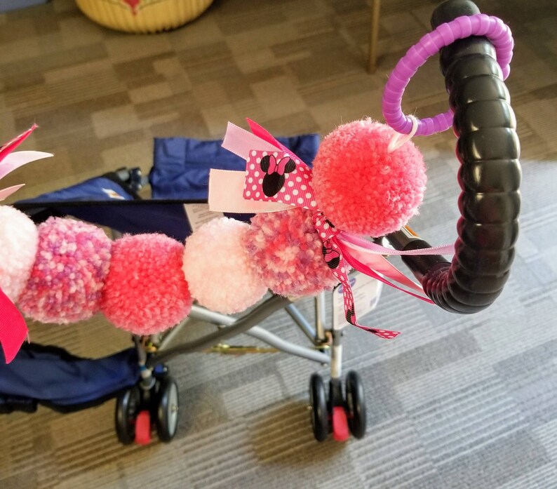 Stroller Garland, Stroller Accessories, Pink Pom Pom Garland, Blue Garland, Stroller Tag, Stroller Banner, Pom Pom Garland, Stroller Decor bild 5