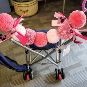 Stroller Garland, Stroller Accessories, Pink Pom Pom Garland, Blue Garland, Stroller Tag, Stroller Banner, Pom Pom Garland, Stroller Decor bild 7