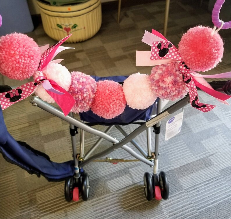 Stroller Garland, Stroller Accessories, Pink Pom Pom Garland, Blue Garland, Stroller Tag, Stroller Banner, Pom Pom Garland, Stroller Decor bild 7