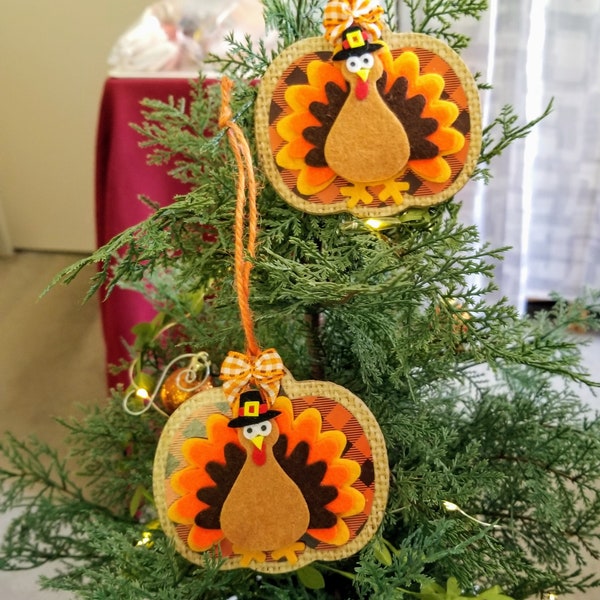 Thanksgiving Ornaments, Turkey Ornaments, Fall Ornaments, Door Knob Hangers, Thanksgiving Turkey, Turkey Decorations, Felt Turkey Ornaments