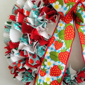 Strawberry Wreath, Strawberry Wall Decor, Strawberries Decor, Indoor Wreath, Fabric Door Wreath, Indoor Door Decor, Strawberry Door Hanger image 5