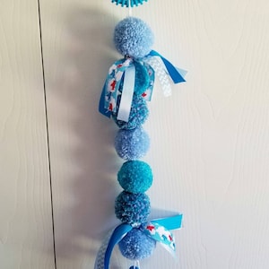 Stroller Garland, Stroller Accessories, Pink Pom Pom Garland, Blue Garland, Stroller Tag, Stroller Banner, Pom Pom Garland, Stroller Decor bild 10