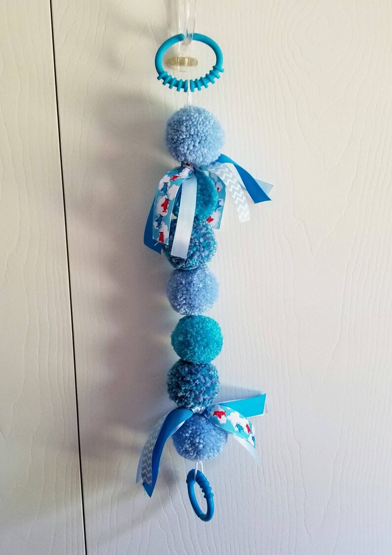 Stroller Garland, Stroller Accessories, Pink Pom Pom Garland, Blue Garland, Stroller Tag, Stroller Banner, Pom Pom Garland, Stroller Decor bild 10