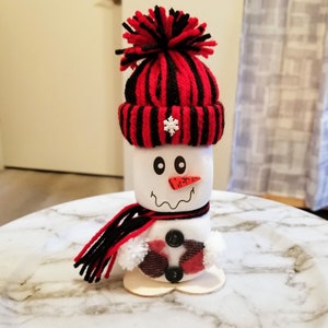 Snowman Shelf Sitter, Winter Tiered Tray Decor, Shelf Sitter Decor, Snowman with Hat, Winter Shelf Sitter, Foam Block Snowman, Snowman Scarf