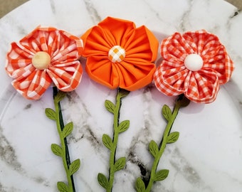 Faux Orange Flowers, Fabric Flowers Bouquet, Farmhouse Flower Arrangement, Faux Floral Centerpiece, Flower Centerpiece, Floral Picks