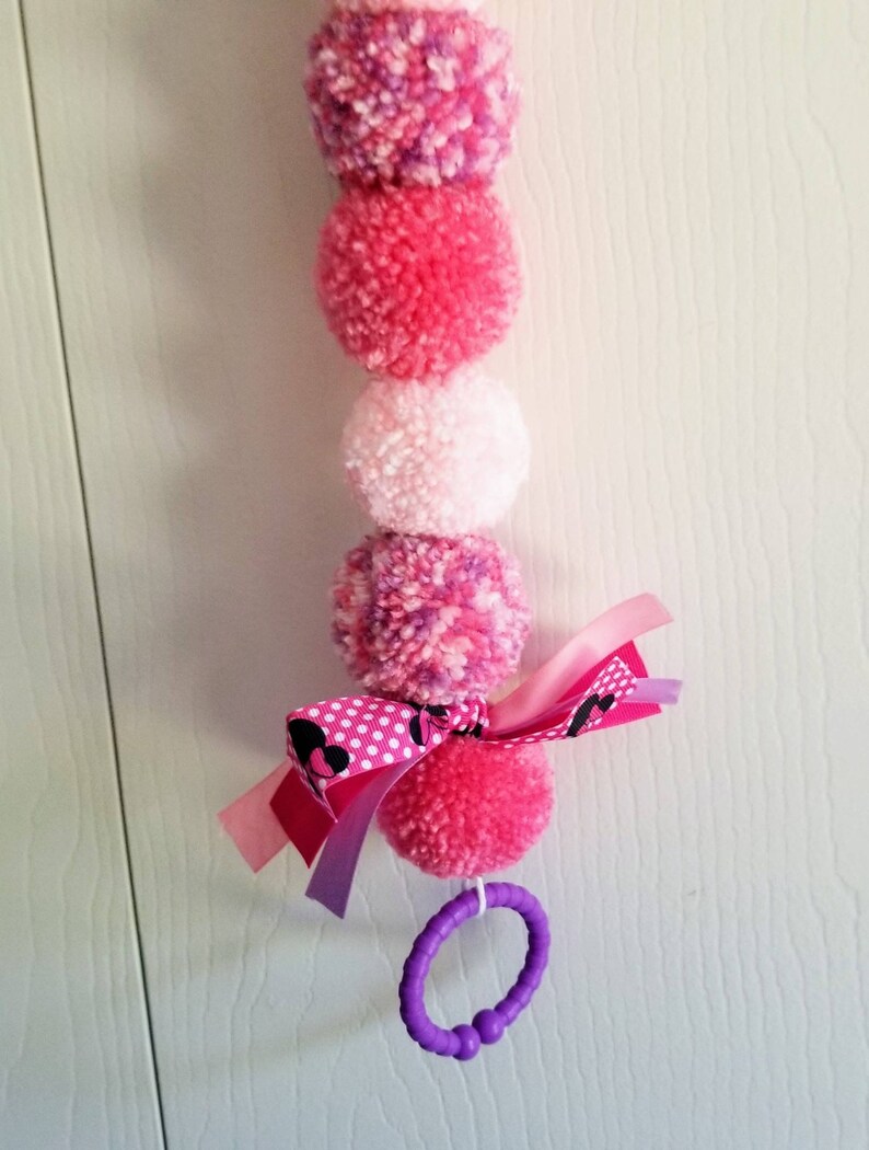 Stroller Garland, Stroller Accessories, Pink Pom Pom Garland, Blue Garland, Stroller Tag, Stroller Banner, Pom Pom Garland, Stroller Decor bild 9