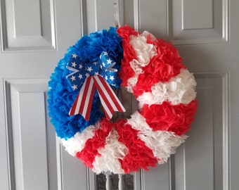 Flag Wreath, Memorial Day Wreath, July 4th Wreath, Grave Decoration, Americana Door Hanger, Patriotic Outdoor Wreath, American Flag Wreath