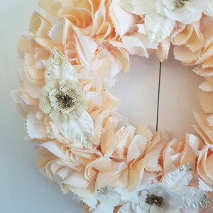 Peach Wreath, French Country Wreath, Country Cottage Decor, Peach Decorations, Fabric Door Wreath, Peach Wall Decor, Indoor Door Decor image 9