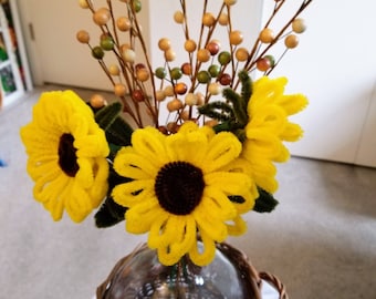Sunflower Bouquet, Sunflower Table Decor, Sunflower Shelf Sitter, Faux Floral Stems, Sunflower Stems, Farmhouse Sunflowers, Sunflower Picks
