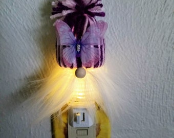 Butterfly Nightlight, Butterfly Gnome, Night Light with Switch, LED Night Light, Plug In Night Light, Spring Nightlight, Gnome Night Light