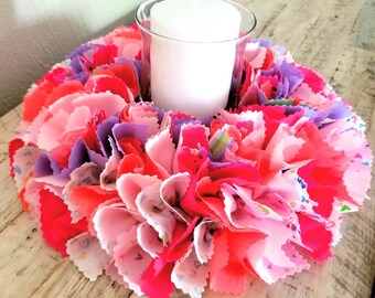 Pink Candle Holder, Baby Girl Centerpiece, Pink Table Centerpiece, Wreath Centerpiece, Table Candle Holder, Candle Centerpiece, Table Wreath