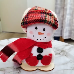 Snowman with Hat, Winter Centerpiece, Snowman Shelf Sitter, Winter Tiered Tray Decor, Foam Block Snowman, Snowman with Scarf, Snowman Tray