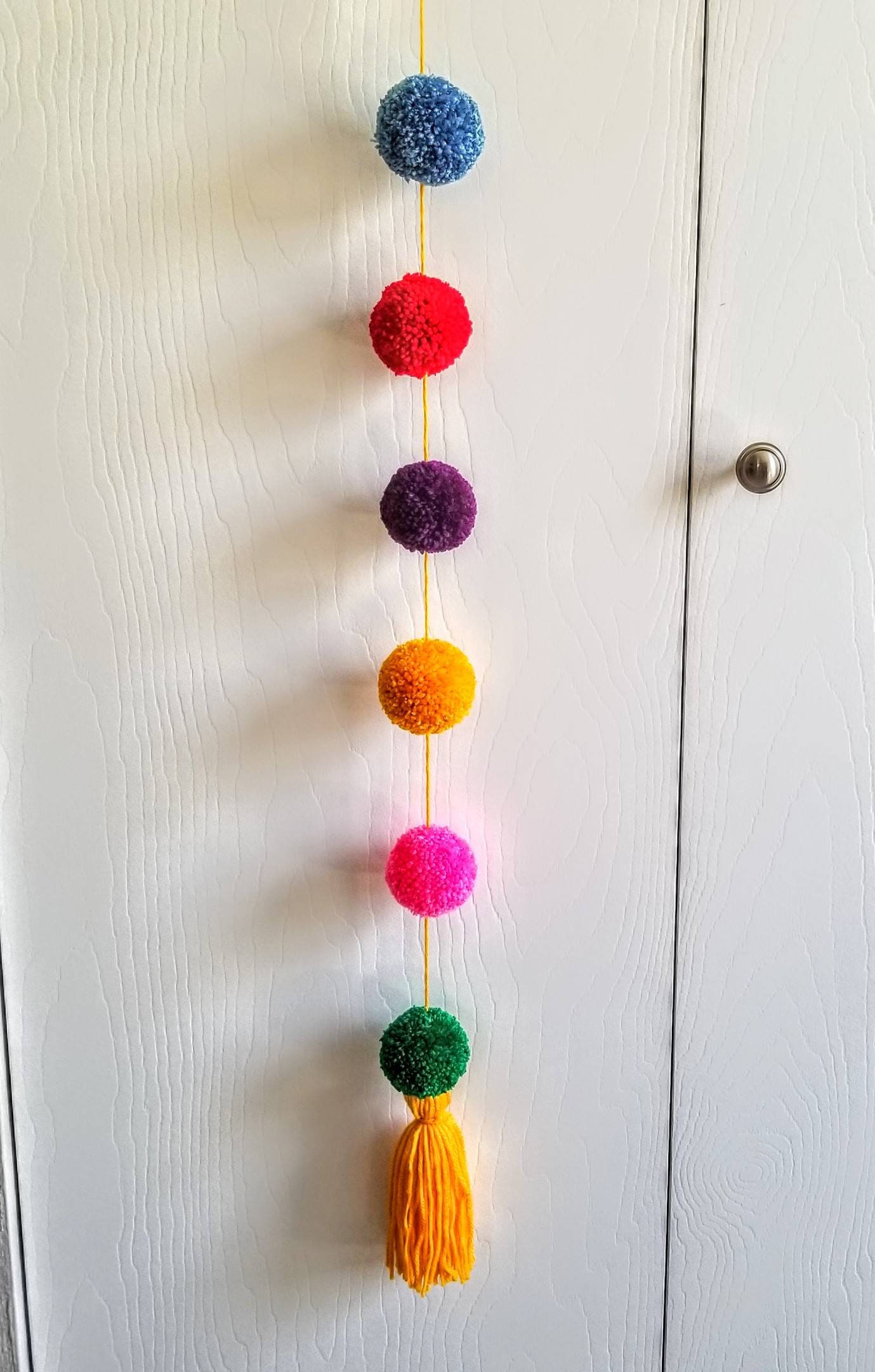 Boho Garland Boho Yarn Wall Hanging Tassel Garland Pom Pom Etsy