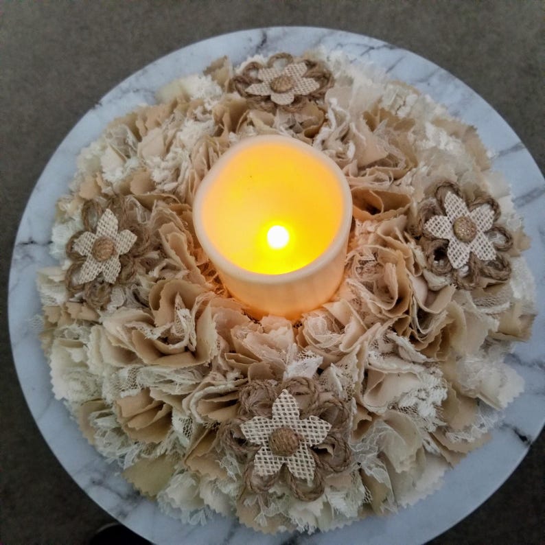Farmhouse Candle Holder, Table Wreath, Candle Centerpiece, Candle Ring