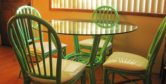 Items similar to Vintage Bamboo Dining Set on Etsy