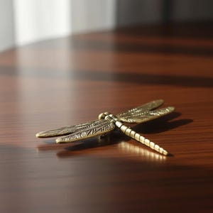 Dragonfly Drawer Pull | Antique Brass Cabinet Handle | Nature Inspired Furniture Knob