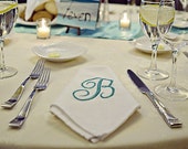 12 White Dinner Napkin with Embroidered Initial