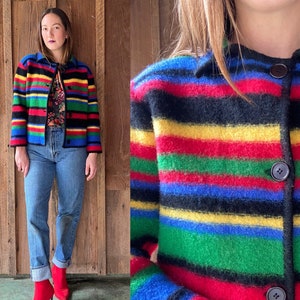 1990s felted wool jacket w/ primary color stripes
