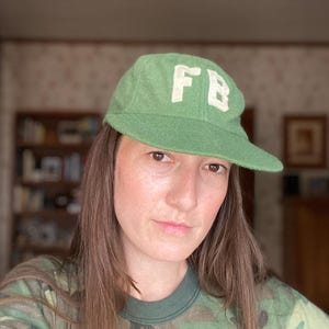 1960s &quot;FB&quot; green wool baseball cap